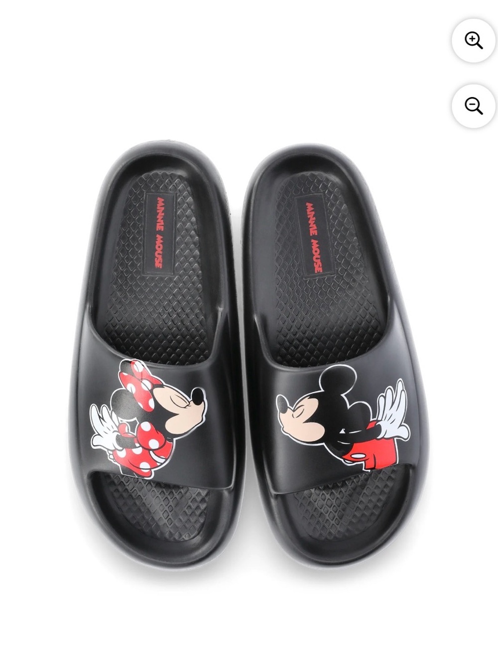 Disney Black Slide Sandals with Minnie & Mickey Graphic Size 9 Women’s